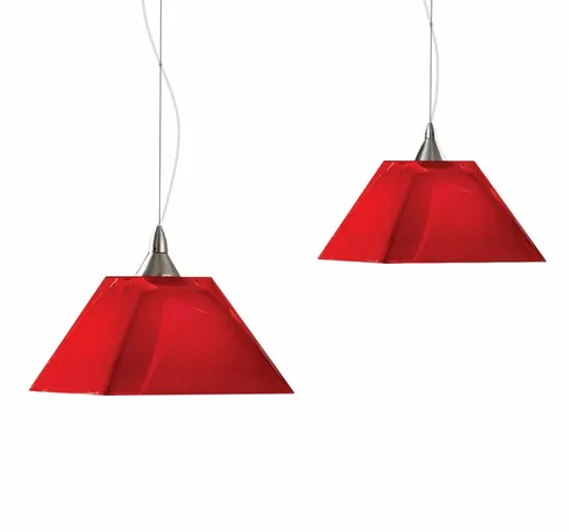 Lampadario moderno 2485 s2g e27 led vetro sospensione, colore rosso - Due P Illuminazione