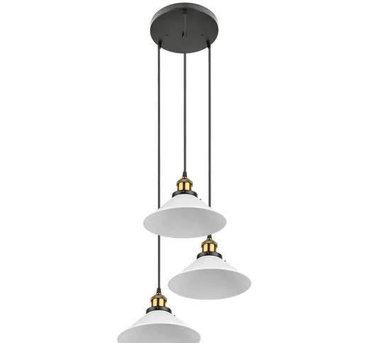 Yongqing - Lampadario Sospensione 3 Luci Vintage Industrial E27 Lampada da Soffitto Cappel...