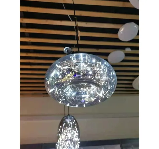 Universo - Lampadario sospeso con miniled 10w sfera piatta in vetro lampada da soffitto pe...