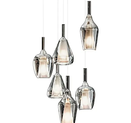 Lampadario vetro cromo specchiato gea luce ofelia s e27 led lampada soffitto multiluce