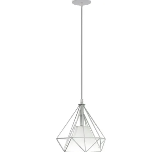 Stoex - Lampadario Vintage a Gabbia Industriale Bianco Lampada da Soffitto a Forma di Diam...