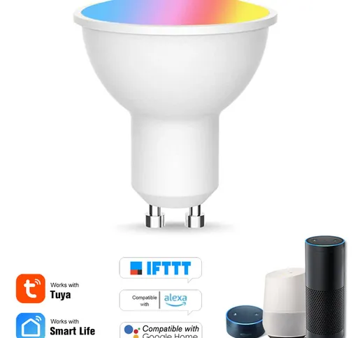 Lampadina intelligente WiFi GU10 RGBW 6W LED Lampada dimmerabile Cup Controllo APP Compati...