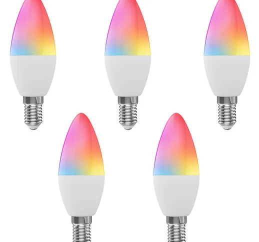 Lampadina intelligente WiFi RGB+W+C Lampadina LED a candela 5W E12 Luce dimmerabile APP pe...