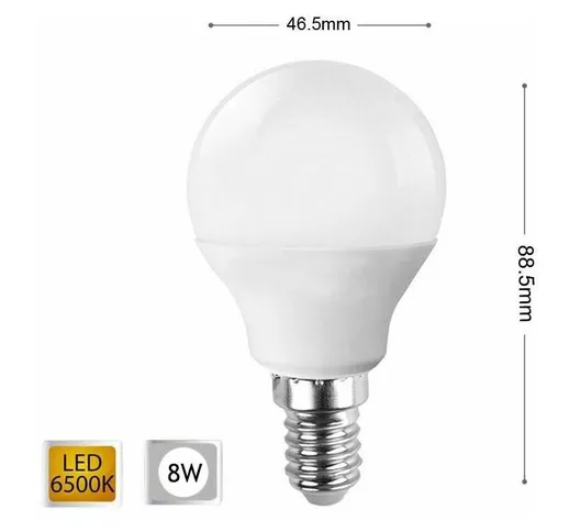 Universo - Lampadina Led 8 w Lampadine a Sfera Luce Bianca E14 8w e 14 G45