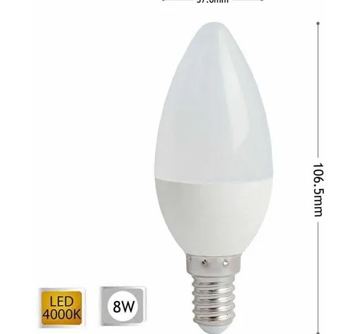 Universo - Lampadina Led 8 W Oliva Luce Naturale E14 Candela 8w E 14 C36