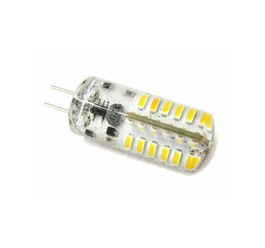 Lampadina LED Bispina G4 48 SMD 3014 DC 12V 3W Bianco Caldo 360 Gradi Con Silicone