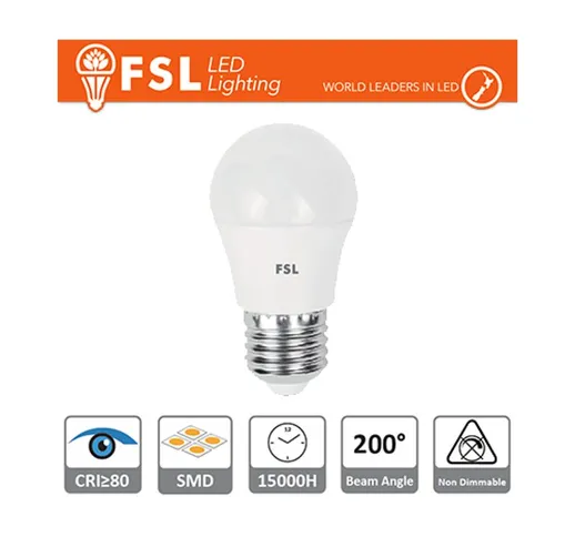  - lampadina led mini globo g45 180° 220-240 volt 25000 ore 5,50 watt A+ CE E27 bianco fre...
