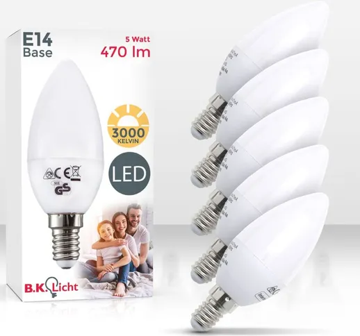B.k.licht - Lampadine LED luce calda, 5W (equivalente a 40W), attacco E14, confezione da 5...