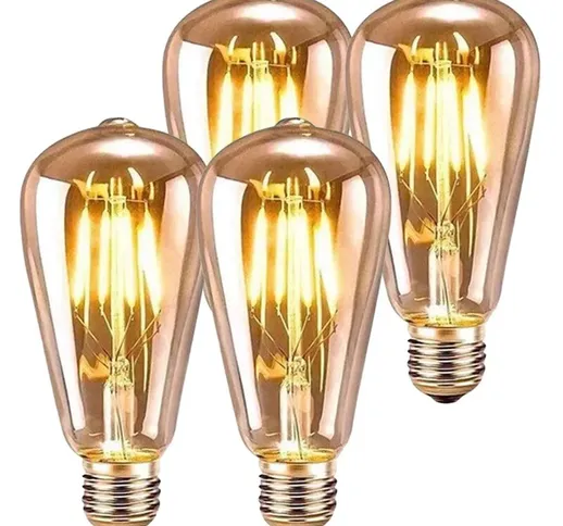 Lampadine vintage, lampadina led E27 4W, lampadina vintage antica, bianco caldo (2200K), i...