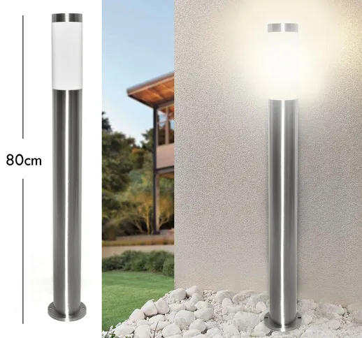 Lampione E27 palo LED luce viale sentiero giardino lampadina 10W RGB WiFi 80cm Luce 3000K