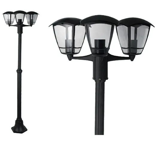 Fraschetti - Lampione 3 luci selene altezza cm.183 alluminio pressofuso verniciato nero