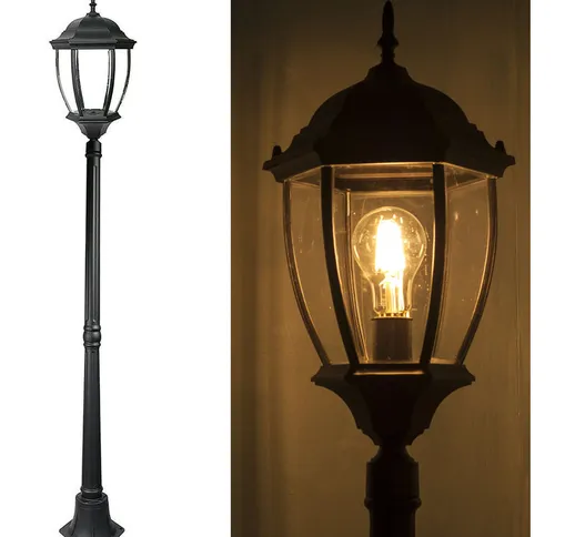 Lampione vintage giardino lanterna New York 180cm lampadina filamento LED 12W E27 Luce 600...