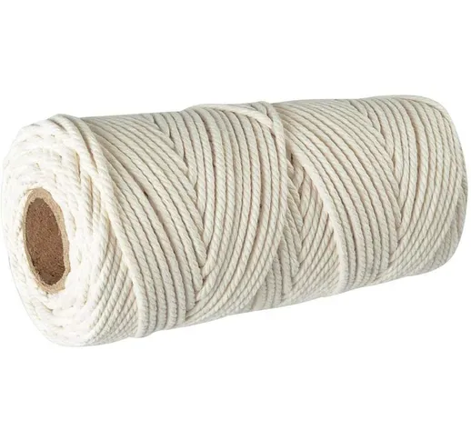 LangRay Corda di cotone macramè 3 mm, filo di cotone 100 m, filo macramè naturale al 100%,...