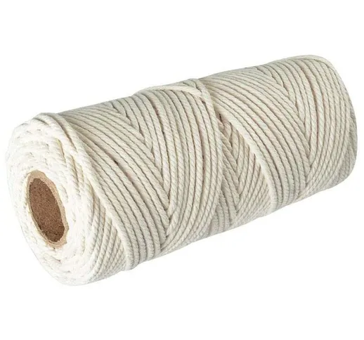 Corda di cotone macramè 3 mm, filo di cotone 200 m, filo macramè naturale al 100%, corda i...