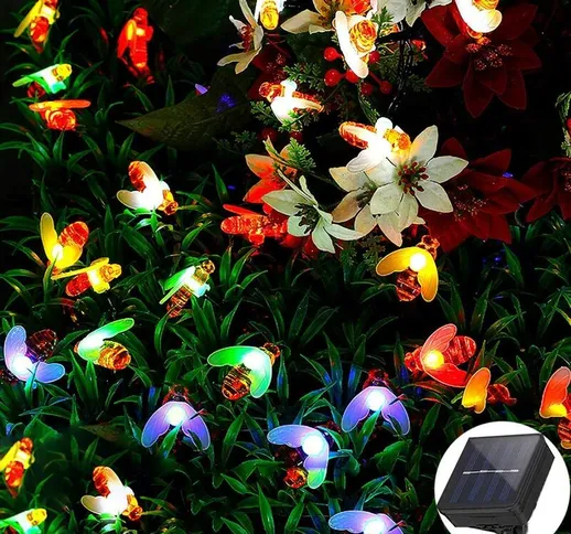 LED Solar String Lights 6.5m 30 LED Bee String Lights Outdoor Impermeabile 8 Modalità Indo...
