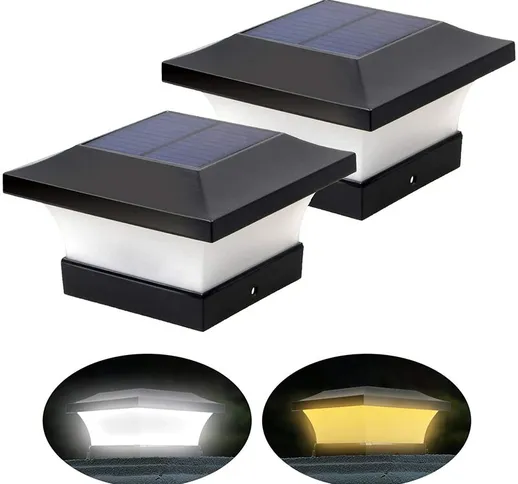 Set di 2 luci LED solari orientabili - Per pali in legno 10 x 10 cm - Bianco luce diurna 6...