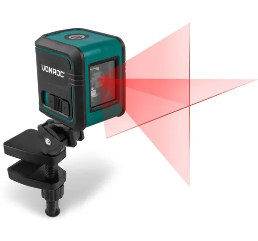 Vonroc - Laser a linee incrociate Autolivellante Raggio di 10 metri. Misuratore Orizzontal...