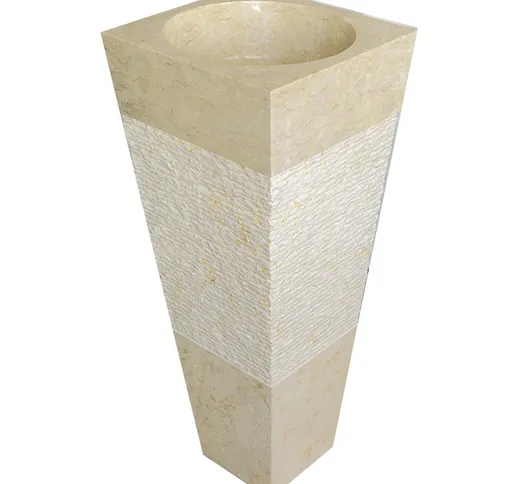 Lavabo freestanding in Marmo Piramide Beige alto 90 cm e dimensioni 40x40