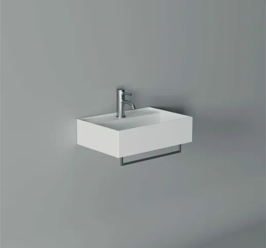 Lavabo Hide sospeso cm. 50x35 rettangolare in ceramica bianco - Bianco - Ceramica Alice