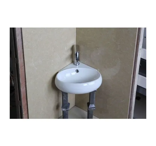 Lavabo in ceramica angolare ovale da appoggio 360 x 380 mm - L (mm) 360 - P (mm) 380 - H (...