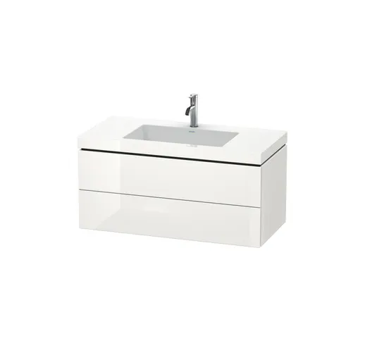 Lavabo per mobili L-Cube con base, sospeso, 100x48 cm, 2 cassetti, senza troppopieno, 3 fo...