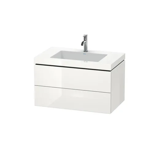 Lavabo per mobili L-Cube con base, sospeso, 80x48 cm, 2 cassetti, senza troppopieno, 3 for...