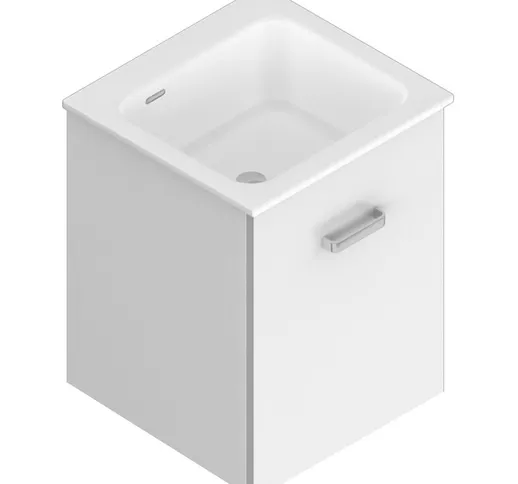 Xilon - Lavatoio in ceramica con mobile sospeso 1 anta in melaminico Nanco più cm 50x50 Di...