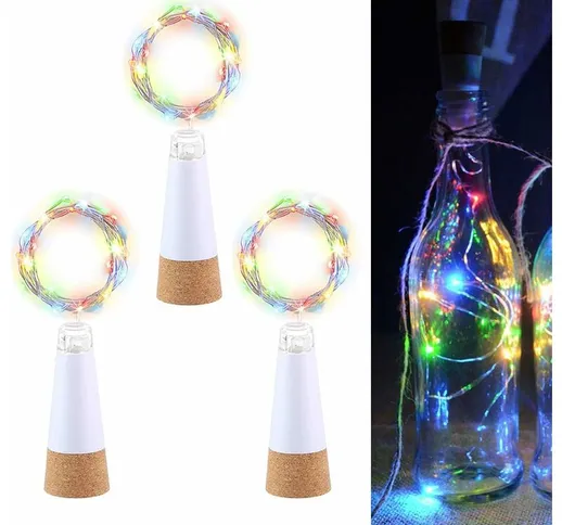 Luci a LED per bottiglie di vino multicolori, ricaricabili USB senza batteria, 2M 20 luci...