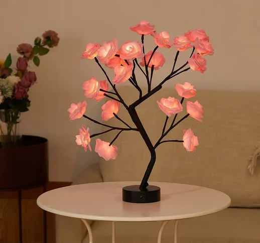 Led Rose Bush Artificial Lamp Bonsai Tree Luce decorativa usb a batteria Decorazioni per l...