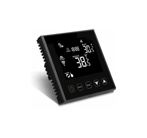 Termostato Wi-Fi Con Touch Nero 220V Compatibile Con Alexa Google Home Per Caldaia A Gas M...