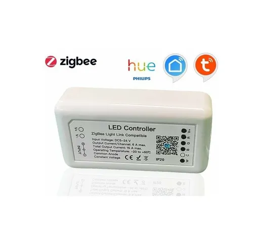 Ledlux - ZigBee Controller 12V 24V 2 Canali Per Striscia Led CCT APP Tuya Compatibile Con...