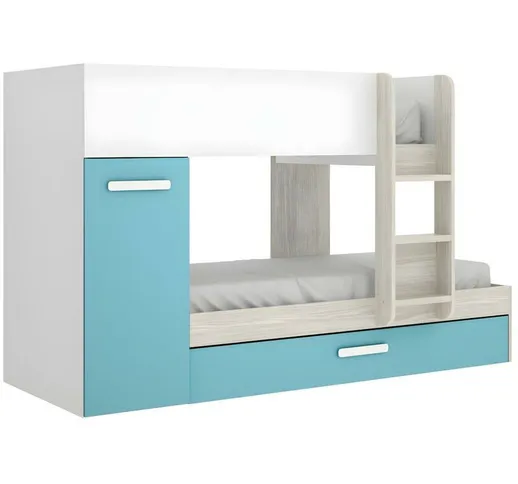 Vente-unique - Letto a castello con cassetto letto a scomparsa e contenitori 3 x 90 x 190...