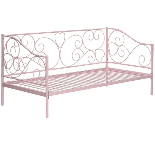 Letto divano 90 x 200 cm in metallo - Rosa - vivian - Rosa