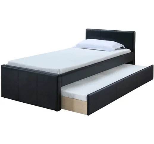 Letto estraibile 90 x 195 PU nero opaco MACCO