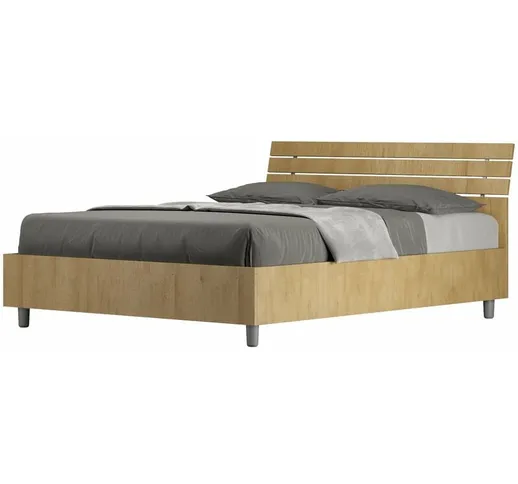 Letto Matrimoniale Francese 140x190 cm Senza Rete Ankel Testata Doghe Inclinata Quercia