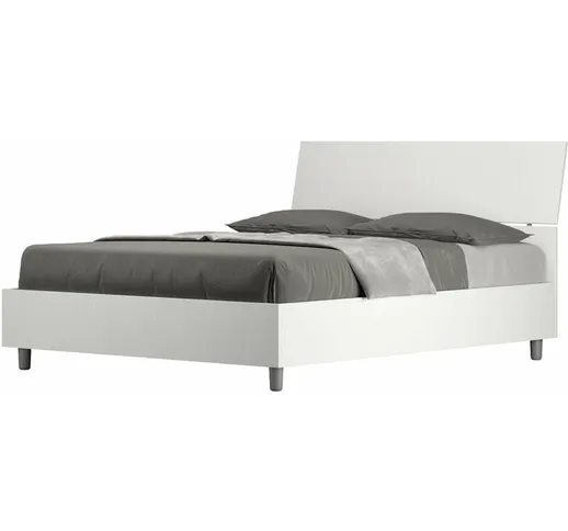 Letto Matrimoniale Francese 140x190 cm Senza Rete Demas Testata Inclinata Bianco Frassino