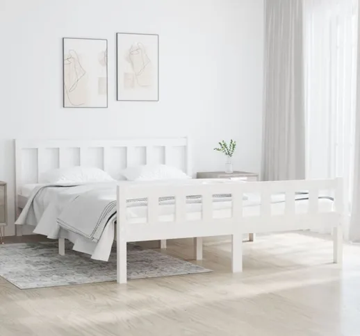 Maisonchic - Letto matrimoniale Moderno Struttura Letto Giroletto Bianco in Legno Massello...