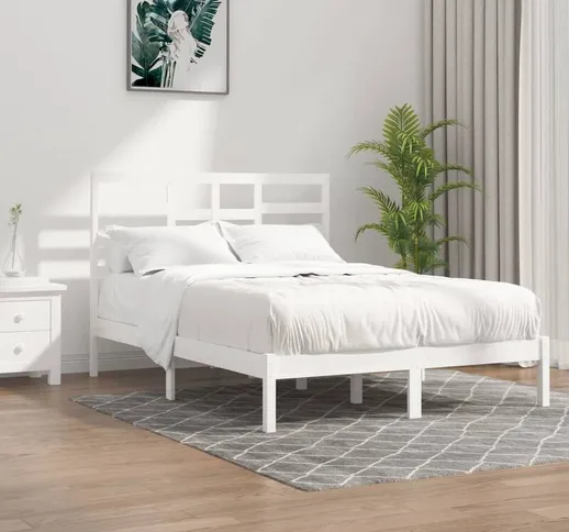 Maisonchic - Letto matrimoniale Moderno Struttura Letto Giroletto Bianco in Legno Massello...