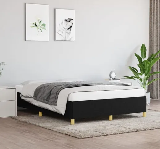 Maisonchic - Letto Matrimoniale Moderno Struttura Letto Giroletto Nero 140x190 cm in Tessu...