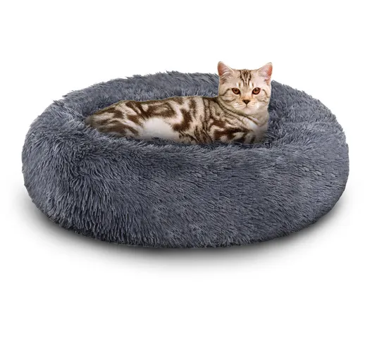 Letto per cani luxe Cozy bed for dog Cuscino in peluche Letto per gatti grigio scuro 80cm...