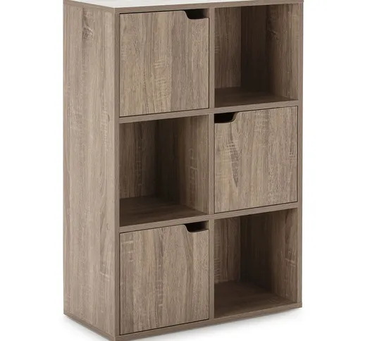 Libreria da Parete Martin, Color Rovere con 3 Ripiani e 3 Porte, 60 (Larghezza) 29 (profon...