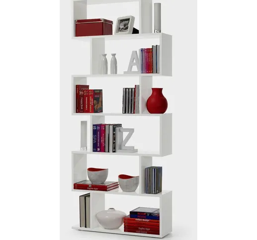 Libreria Friburgo Design Scaffale Mensola Moderna Bianca Mobile per Libri con Ripiani per...