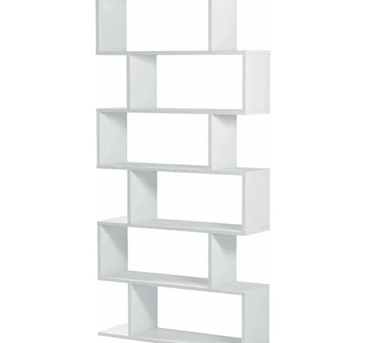 Libreria Gigi decorativa e funzionale, colore bianco lucido, cm 192 x 80 x 25