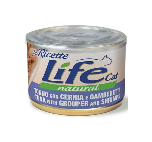 Natural Le Ricette per Gatto da 150 gr | Tonno con Cernia e Gamberetti - Lifecat