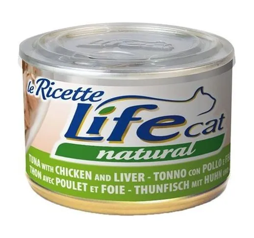 Natural Le Ricette per Gatto da 150 gr | Tonno con Pollo e Fegatini - Lifecat