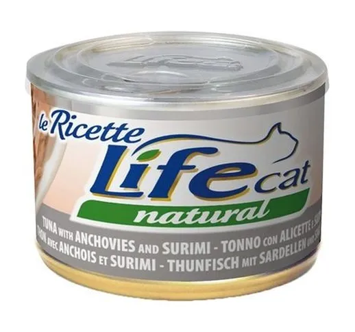 LifeCat Natural Le Ricette per Gatto da 150 gr | Tonno con Alicette e Surimi