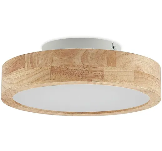 Lanira plafoniera led di rovere, 30cm - legno chiaro, bianco - Lindby