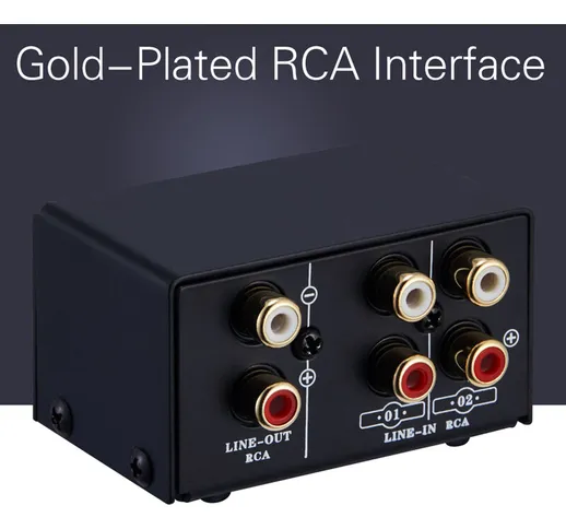 LINEPAUDIO Audio Switcher RCA 2 in 1 Out / 1 in 2 Out A/B Switch Stereo Audio Splitter Box...