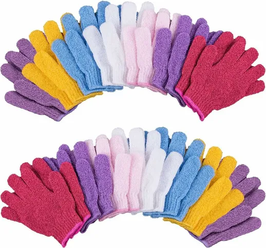  14 paia di guanti da bagno esfolianti per il corpo per adulti e adolescenti 7 colori
