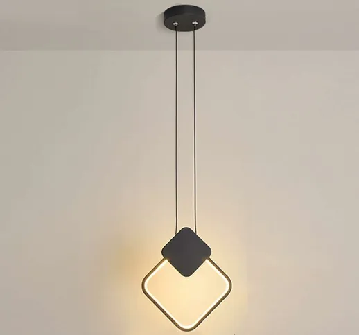 Lampada a sospensione quadrata nera quadrata lampada a sospensione a LED lampada a sospens...